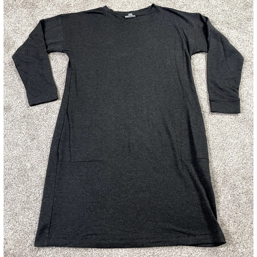 J Jill Dress Womens Medium Charcoal Gray Sweater Cozy Pockets Minimal Everyday